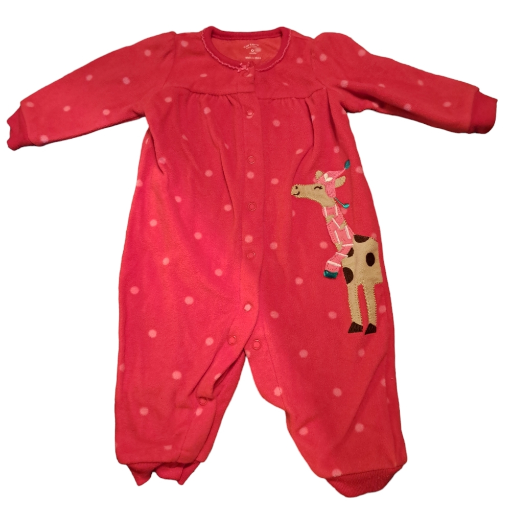 Carter's Red/Pink Giraffe Party Holiday Zoo Sleeper Sz 6mo